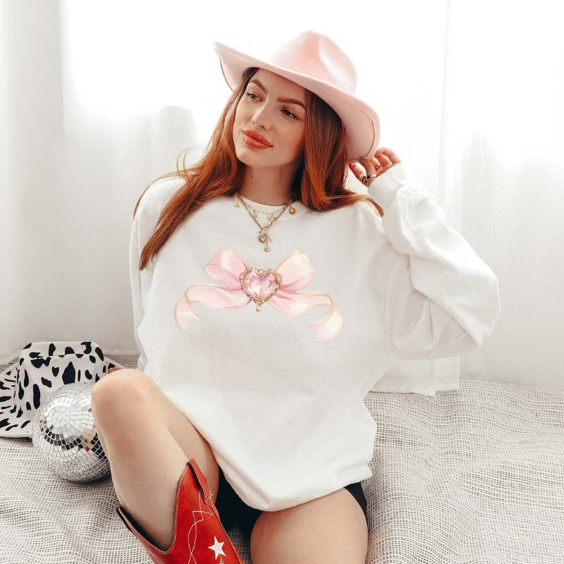 Coquette Pink Bow Soft Girl Sweatshirt