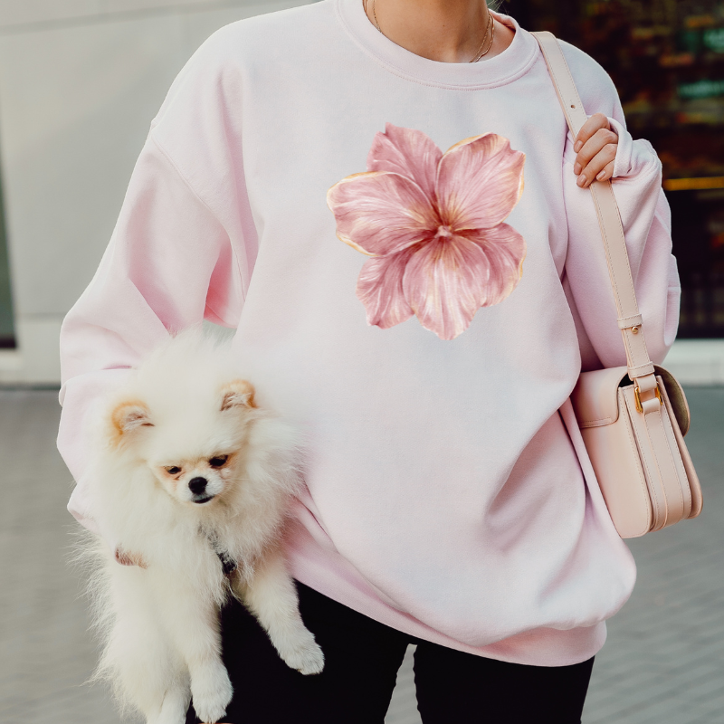 Coquette Hibiscus Flower Sweatshirt