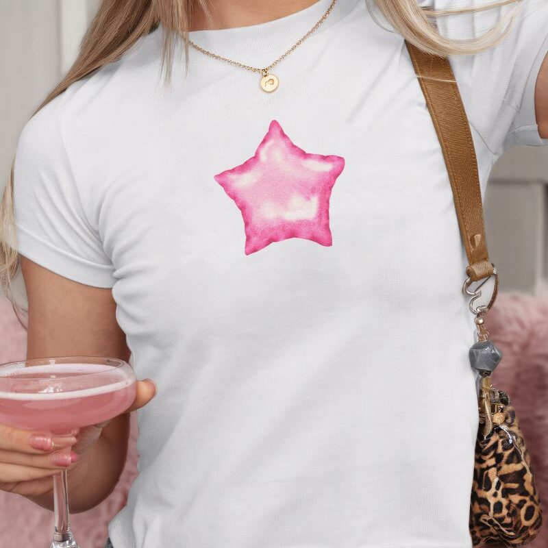 hot pink star y2k baby tee