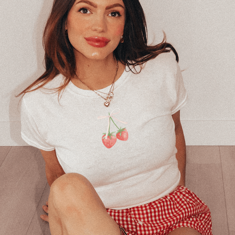 cherry aesthetic coquette baby tee